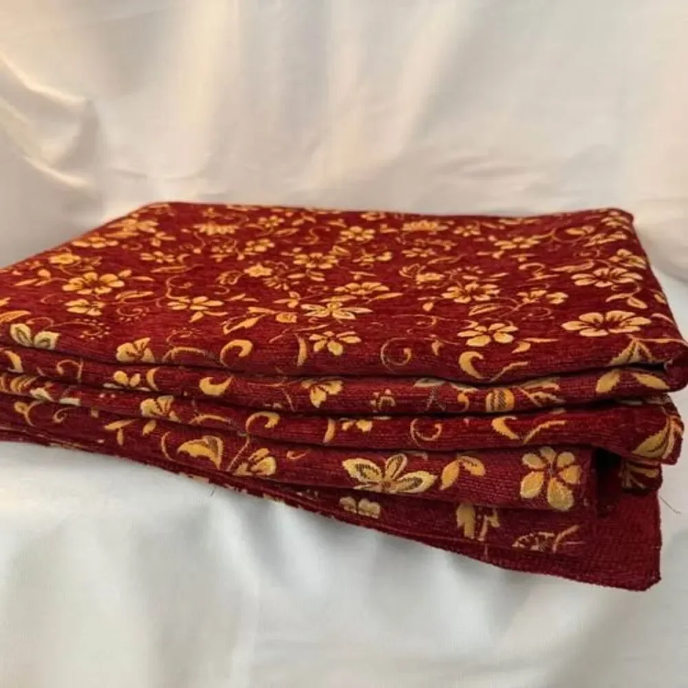 Red and Gold Throw Floral Upholstery Fabric